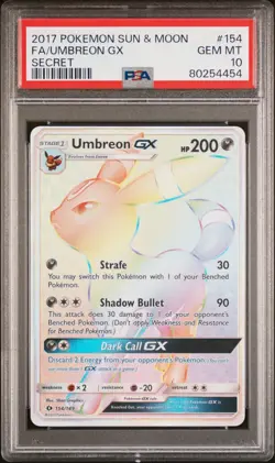 [PSA 10] Umbreon GX 154/149 Sun & Moon Base Rainbow Secret Rare Holo POKEMON - Image 1