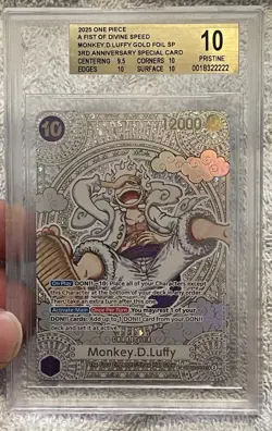 A fist of Divine Speed OP-11 Luffy SP Gold Foil 3rd Anniversary BGS Pristine 10 - Image 4