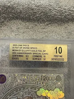 A fist of Divine Speed OP-11 Luffy SP Gold Foil 3rd Anniversary BGS Pristine 10 - Image 5