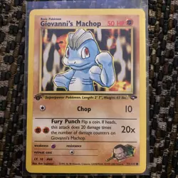 Giovanni's Machop 72/132 1st Edition - Rare Pokemon Card Gym Challenge NM - Image 1