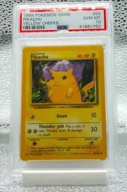 1999 Yellow Cheeks Pikachu 58/102 Base set Pokemon Card - PSA 10 - Image 1