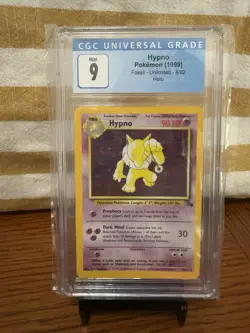 1999 Pokemon Fossil Unlimited Hypno Holo Rare 8/62 CGC 9 - Image 1