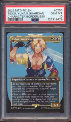 MTG FINAL FANTASY TIDUS, YUNA'S GUARDIAN #0205 CHARACTER BORDERLESS PSA 10! - Image 1