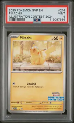 PSA 9 - Pikachu 214 SVP Black Star Promo - Pokemon Illustration Contest 2024 - Image 1