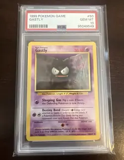 1999 Pokemon Base Set Unlimited #50 Gastly Gem Mt PSA 10 - Image 1