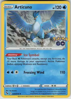 Pokemon Articuno Holo Rare Pokemon GO 024/078 NM - Image 1