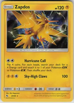Pokemon Zapdos Holo Rare Hidden Fates 24/68 NM - Image 1