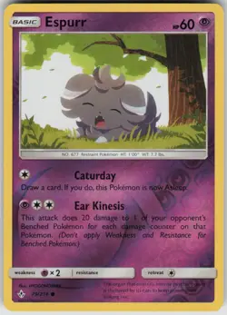 Pokemon Espurr Common SM - Unbroken Bonds 79/214 NM - Image 1