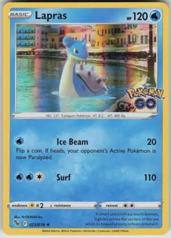 Pokemon Lapras Holo Rare Pokemon GO 023/078 NM - Image 1