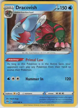 Pokemon Dracovish Holo Rare SWSH03: Darkness Ablaze 053/189 NM - Image 1