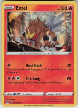 Pokemon Entei Holo Rare SWSH05: Battle Styles 020/163 NM - Image 1