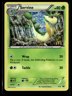 Pokemon TCG McDonald's Promos 2012 #001/012 Servine Confetti Holo - Image 1