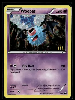 Pokemon TCG McDonald's Promos 2012 #007/012 Woobat Confetti Holo - Image 1