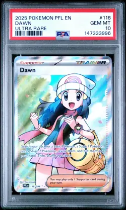 2025 POKEMON PHANTASMAL FLAMES #118 DAWN ULTRA RARE PSA 10 - Image 1