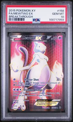 2015 POKEMON XY BREAKTHROUGH #158 FULL ART/MEWTWO EX PSA 10 - Image 1