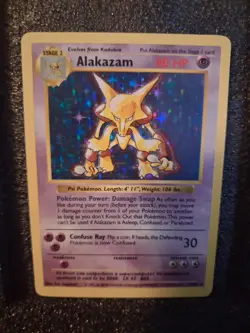 Pokemon TCG Alakazam 1/102 Base Set Shadowless Holo Rare 1999 WOTC VTG - Image 1