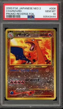 Pokemon Charizard Neo 2 Japanese Reverse Holo Promo #006 PSA 10 Gem Mint - Image 1