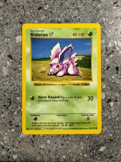 Pokemon TCG Cards SHADOWLESS Base Set Nidoran (M) 55/102 EXC-NM - Image 1