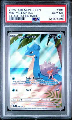 2025 POKEMON DRI EN-DESTINED RIVALS ILLUSTRATION RARE #194 MISTY'S LAPRAS PSA 10 - Image 1