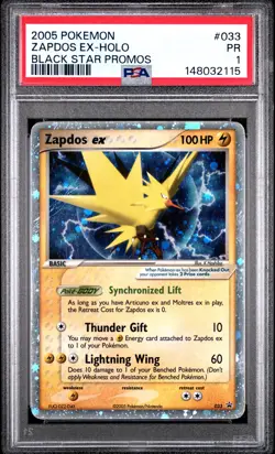 2005 POKEMON BLACK STAR PROMOS #033 ZAPDOS EX-HOLO PSA 1 - Image 1
