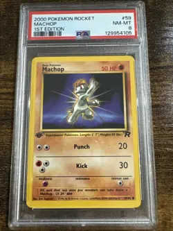 2000 POKEMON ROCKET #59 MACHOP 1ST EDITION PSA 8 NM-MT - Image 1
