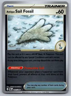 ANTIQUE SAIL FOSSIL 069/088 REVERSE HOLO C POKEMON PERFECT ORDER NM/M - Image 1