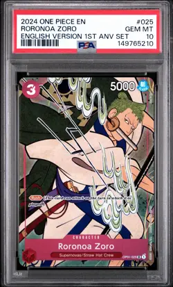 2024 One Piece Zoro 1st Anniversary Set #025 PSA 10 - Image 1