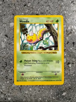 Pokemon TCG Cards SHADOWLESS Base Set Weedle 69/102 EXC-NM - Image 1
