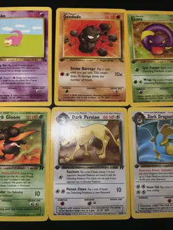 VTG. Pokemon Card Lot 1st Editions Dark Dragonite, Dark Persian, Dark Gloom, - Image 3