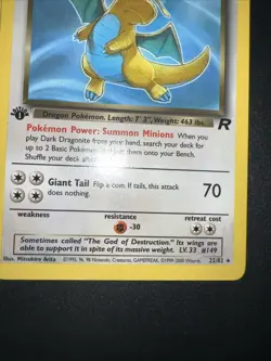 VTG. Pokemon Card Lot 1st Editions Dark Dragonite, Dark Persian, Dark Gloom, - Image 5