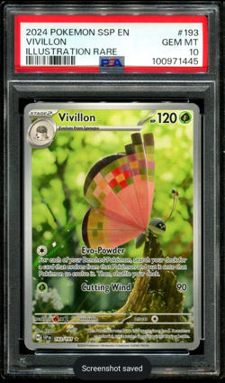 2024 VIVILLON #193 POKEMON SURGING SPARKS ILLUSTRATION RARE PSA 10 - Image 1
