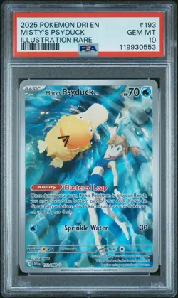 2025 POKEMON DRI EN-DESTINED RIVALS ILLUSTRATION RARE MISTY'S PSYDUCK PSA 10 - Image 1