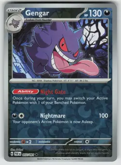 Gengar 057/091 Uncommon Paldean Fates Pokemon Rev. Holo Near Mint - Image 1