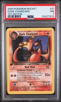 2000 POKEMON TEAM ROCKET 1ST EDITION #21 DARK CHARIZARD PSA 7 NEW CERT! - Image 1