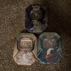 Pokemon TCG Triple Whammy Tin Set Darkrai Slaking Tyranitar 3 Tins - Image 1