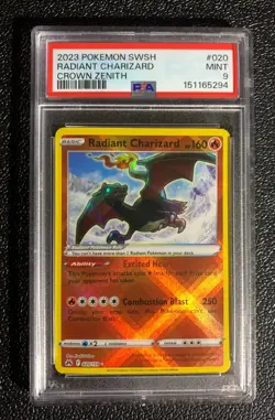 Pokemon TCG: PSA 9 Radiant Charizard 020/159 2023 SWSH CROWN ZENITH - Image 1