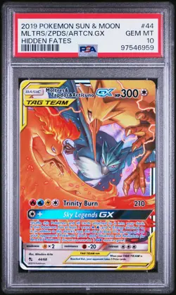Moltres & Zapdos & Articuno Gx 44/68 Hidden Fates Pokemon PSA 10 - Image 1