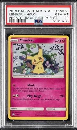 2019 POKEMON SM BLACK STAR PROMO #SM163 MIMIKYU-HOLO PSA 10 - Image 1