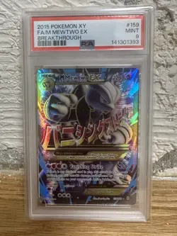 M Mewtwo EX 159/162 Full Art XY Breakthrough Pokemon TCG PSA 9 - Image 1