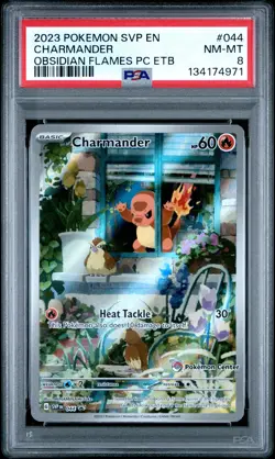 2023 Pokemon Black Star Promo Charmander Obsidian Flames P Center Etb PSA 8 #044 - Image 1