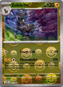 Zebstrika (Poke Ball Pattern) 032/086 Holo Pokemon SV: White Flare NM - Image 1