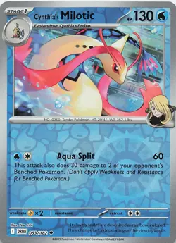 Cynthia's Milotic 053/182 Uncommon Destined Rivals Pokemon Reverse Holo NM - Image 1