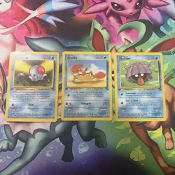 1st Ed Fossil 3 Card Lot: Tentacool, Krabby, & Shellder All LP - Image 1