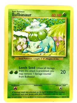 Bulbasaur 44/102 Common Base Set Unlimited Pokemon MP - Image 1