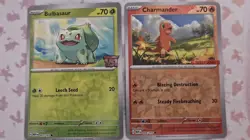 Pokemon 151 Promos Bulbasaur 001 151 Stamp & Charmander 004 Gamestop Stamp - Image 1