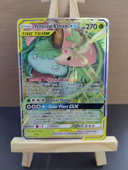 Pokemon TCG Venusaur & Snivy Tag Team GX 1/236 Cosmic Eclipse Holo Rare - Image 1