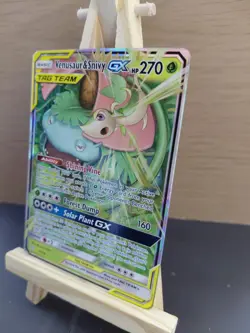 Pokemon TCG Venusaur & Snivy Tag Team GX 1/236 Cosmic Eclipse Holo Rare - Image 3