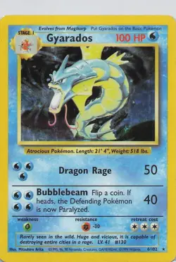 Gyarados Holo Rare 6/102 1999 Pokemon Base Set English WOTC HP - Image 1