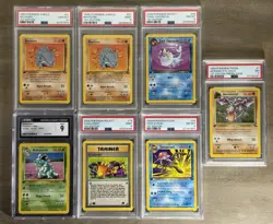 (7) Graded Vintage 1st Edition Pokemon Card Lot Jungle PSA 10 Rhyhorn Rare - Image 1