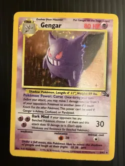 Pokemon TCG Gengar Fossil Holo Card 5/62 Unlimited Rare Vintage WOTC MP-HP - Image 1